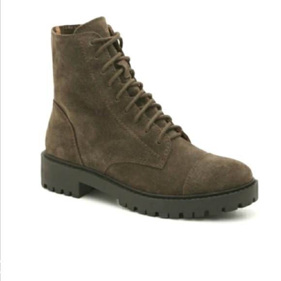 NWT Lucky Brand LP Ictus Olive Oiled Suede leather lace up Combat ankle boots 10 - Picture 13 of 17